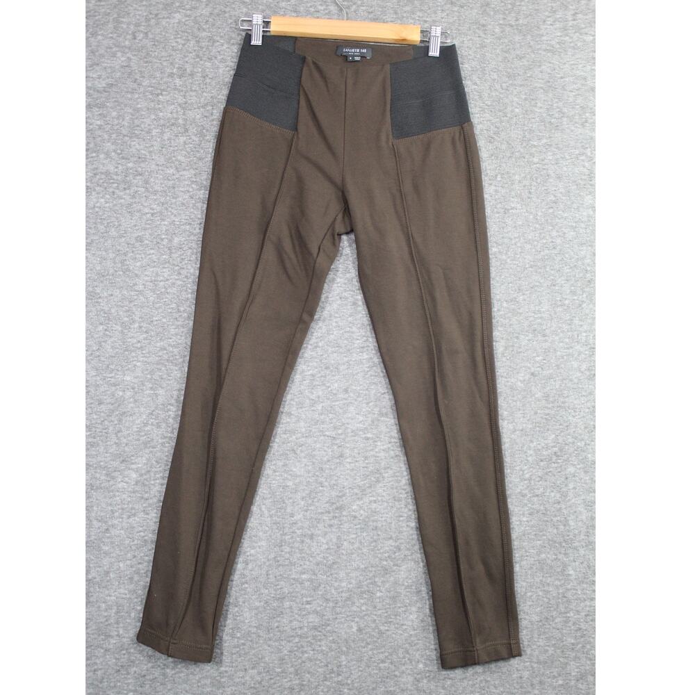 LAFAYETTE 148 Leggings Womens Small Brown Pull On Ponte Pintuck Stretch Pants